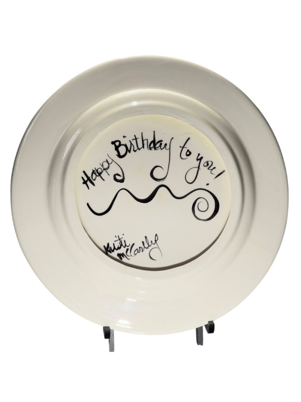 Happy Birthday Plate By Kristi McCartly Hand-Painted Ceramic 12.25" . Multicolor - Picture 11 of 12